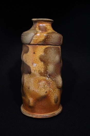 yakishime bottle assembled from slab and thrown parts fired in the eighth anagama firing