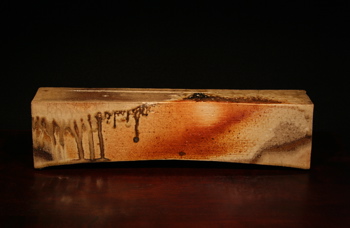 yakishime slab bottle with interesting fire color due to shielding