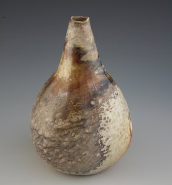 Wood fired stoneware vase with sooty glaze effect