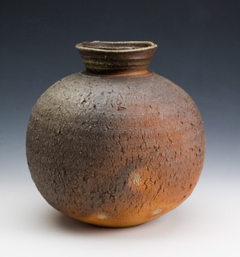 wood fired stretched vase fired in the Sturt anagama